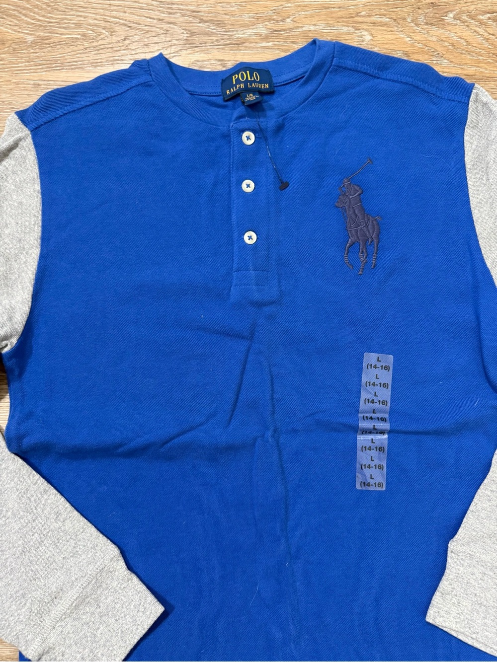 Polo by Ralph Lauren Royal Blue & Gray Long-Sleeve Henley Sweatshirt